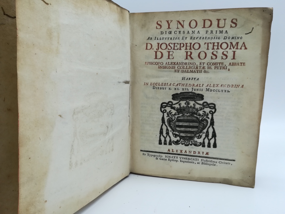 Synodus dioecesana prima ab illustriss. et reverendiss. domino D. Josepho Thoma De Rossi episcopo alexandrino... MDCCLXXI
